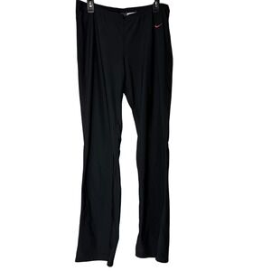 Nike Dri-FIT Black Athletic Flare Leggings Pants Womens XL Ties Pink Embroidered